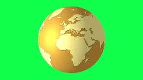 Golden Globe Earth Rotation Animation on Green Screen Background, Golden Earth Spinning, World Map, Golden Color, Alpha Matte, 4k Animation - Powered by Shutterstock - Get 15% off with code: PIKWIZARD15