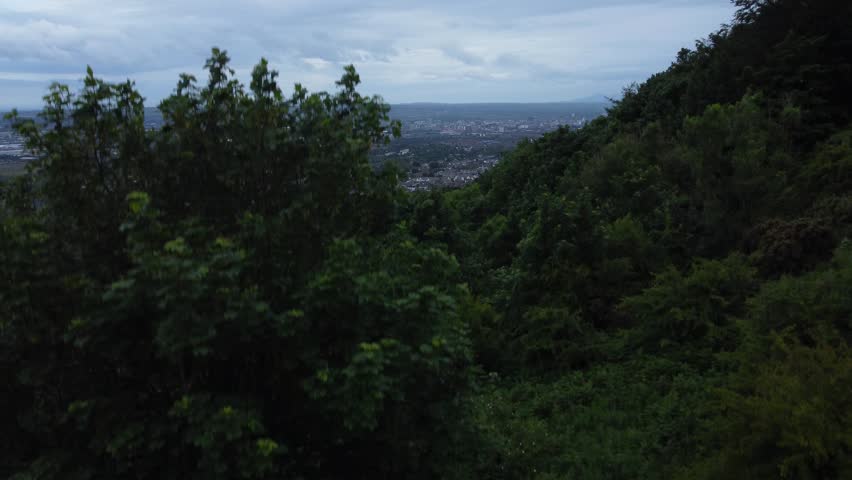 Rising aerial shot overlooking Belfast city