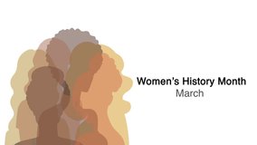 A variety of female silhouettes standing sideways. Strong and brave girls of different nationalities support each other. Concept of equality, international women's day, activism, feminism - Powered by Shutterstock - Get 15% off with code: PIKWIZARD15