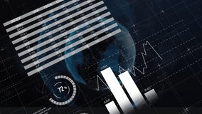Animation of statistics and data processing over globe. global business global finances and digital interface concept digitally generated video. - Powered by Shutterstock - Get 15% off with code: PIKWIZARD15