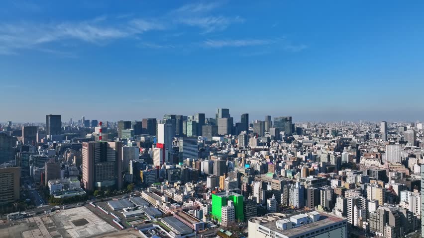 Modern urban waterfront city aerial view. Drone point of view. Royalty-Free Stock Footage #1100354789
