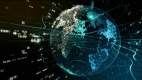 3D World trade map of 5G smart deep tech spacetech AI big data stock price index. Digitalization fintech web3 blockchain crypto money internet of things IOT concept. Speed flying online news on Earth. - Powered by Shutterstock - Get 15% off with code: PIKWIZARD15