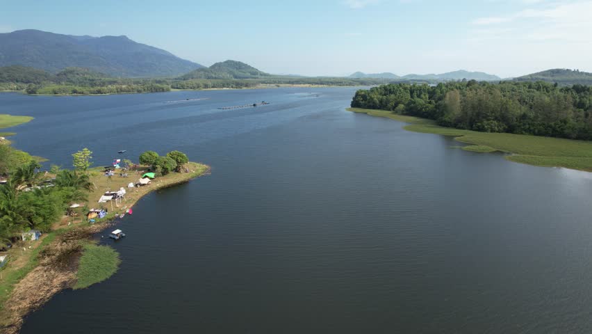 Beautiful scenery. High angle view. Khao Juk Reservoir, Rayong Province, Thailand.