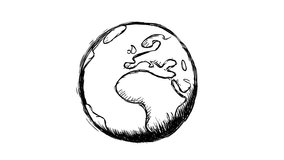 Earth. Crazy cartoon black linear pulsing hand drawn globe. Very dynamic. Seamless loop. Good for motion design, whiteboard, etc... - Powered by Shutterstock - Get 15% off with code: PIKWIZARD15