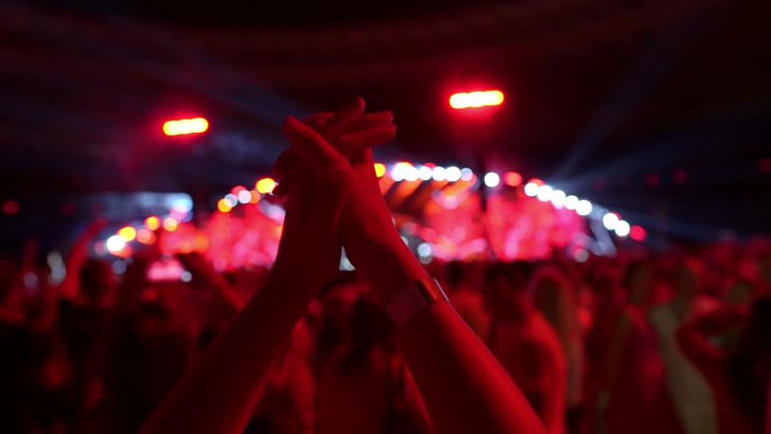 People on concert waving and clapping hands | Shutterstock HD Video #1100388533