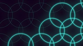 Blue neon circles pattern on black gradient, motion abstract futuristic, cyber, club and music style background