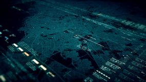 Futuristic motion graphic user interface head up display screen with digital data city map telemetry information display for digital background computer desktop display screen - Powered by Shutterstock - Get 15% off with code: PIKWIZARD15