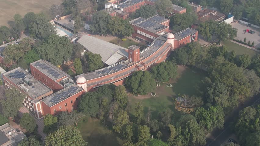 Aerial Drone footage of Daulat Ram college North campus Delhi University,  Education , building exterior
