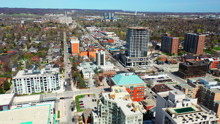 Aerial of Burlington, Ontario, Canada on a fine morning 4K