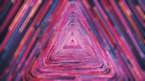 Vibrant Abstract Motion Lines Triangle Tunnel.
Colorful triangle-shaped tunnel made of motion lines with depth of field effect. Perfect for video backgrounds and digital projects. An endless flight fo
