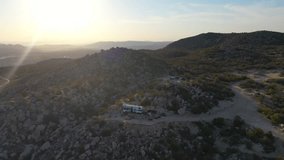Drone video at a beautiful cliffside campsite