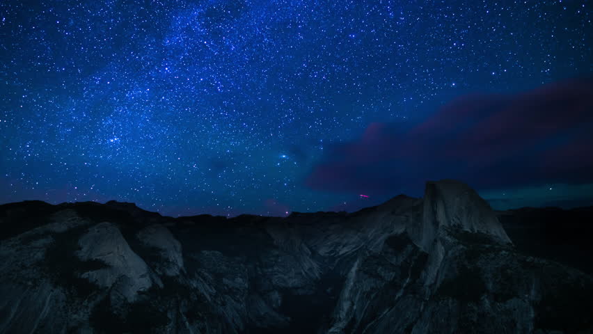 Yosemite National Park Milky Way Galaxy Above Glacier Point Half Dome Sierra Nevada Mountains California USA