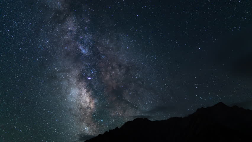 Milky Way Galaxy Core Clouds 35mm South Sky Tilt Up Over Mt Whitney Sierra Nevada California USA Time Lapse | Shutterstock HD Video #1100427949