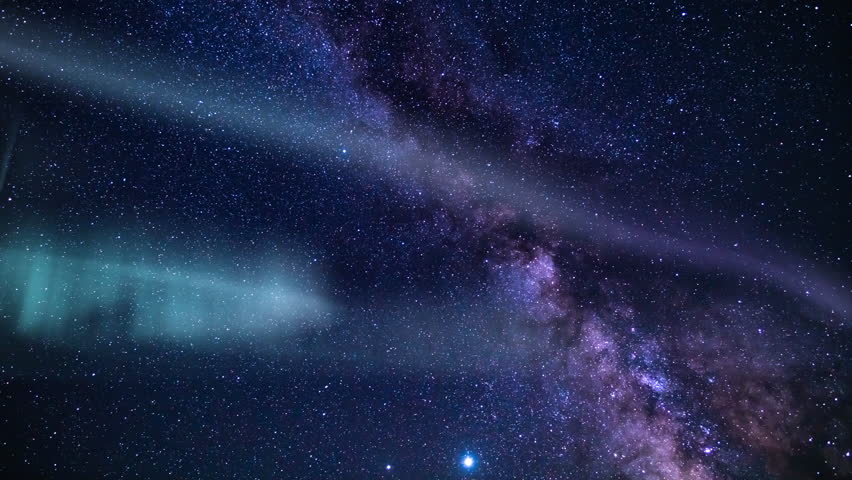 Aurora Green Purple and Milky Way Loop Southeast Sky | Shutterstock HD Video #1100428095