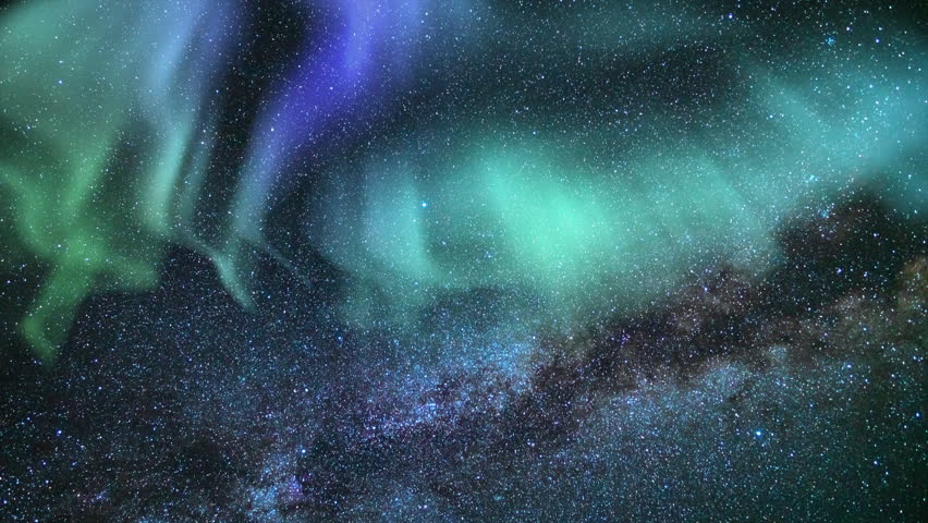 Aurora Green Purple and Milky Way Loop 24mm East Sky | Shutterstock HD Video #1100428109