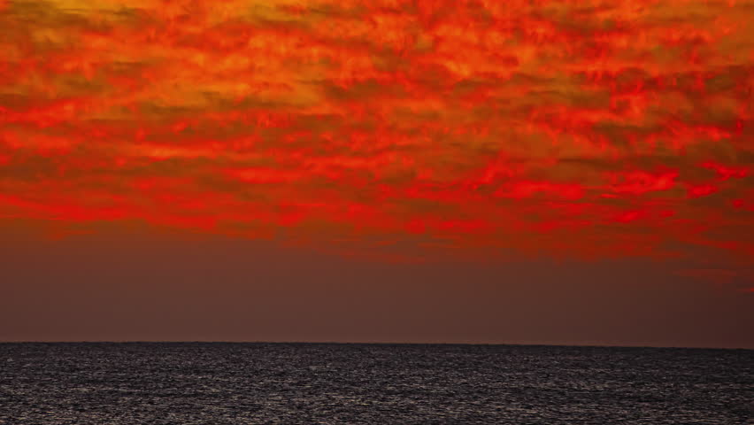 Stunning Red Sunset Time Lapse with Dramatic Cloudy Sky at Red Sea, Hurghada Egypt 