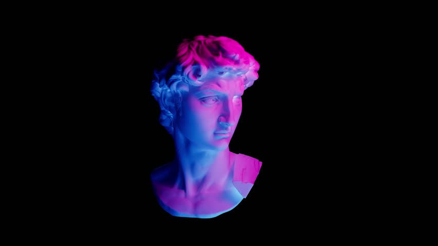 Talking head of an ancient sculpture of David speaking animation, a modern dual pink blue lighting, contemporary art element,isolated,black background
3d rendering Royalty-Free Stock Footage #1100433917