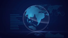 Animation of globe with light trails over data processing on black background. Global technology, computing and digital interface concept digitally generated video. - Powered by Shutterstock - Get 15% off with code: PIKWIZARD15