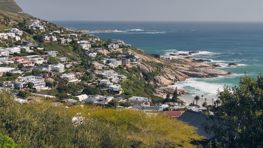 Affluent suburban neighborhood on ocean coast, Cape town South Africa