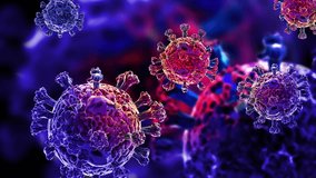Technology concept of Corona Virus Covid-19 with cope space to put your text. Perfect for presentations. 3D render seamless loop - Powered by Shutterstock - Get 15% off with code: PIKWIZARD15