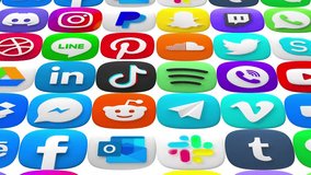 Social Media logos icon animation seamless loop 