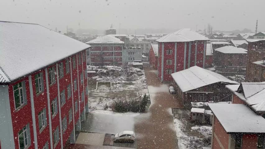 Snow blue on the ground in Srinagar Jammu and Kashmir looks beautiful.