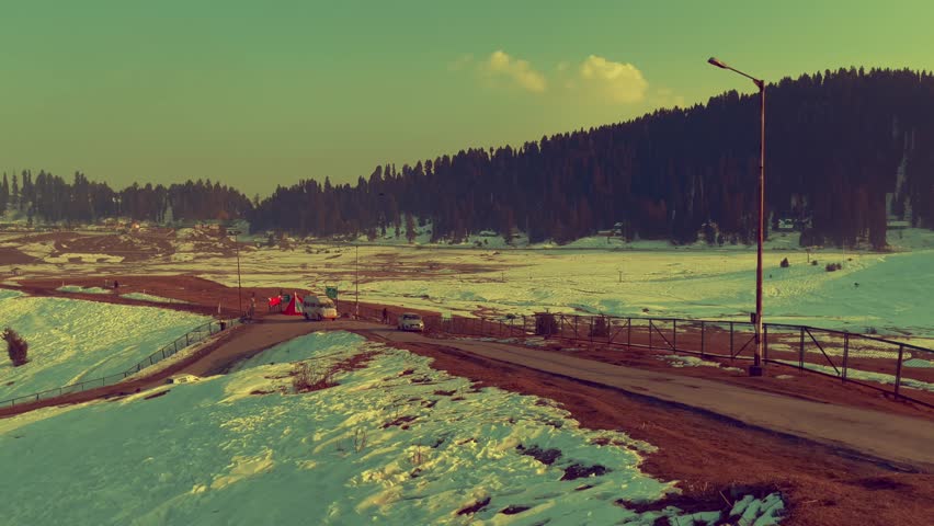 Snow blue on the ground in Srinagar Jammu and Kashmir looks beautiful.