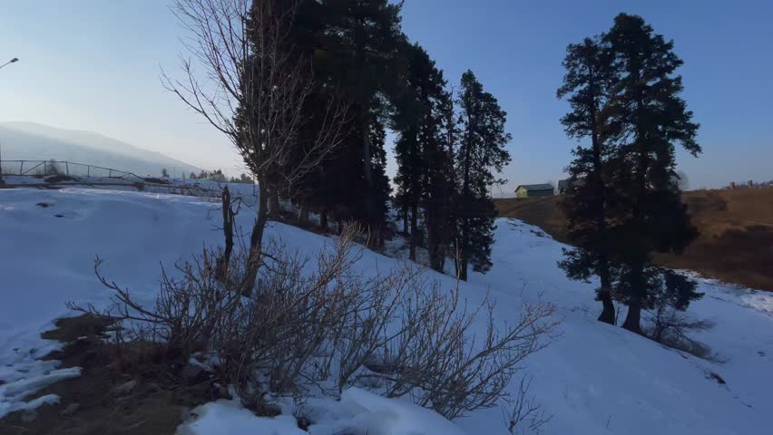 Snow blue on the ground in Srinagar Jammu and Kashmir looks beautiful.