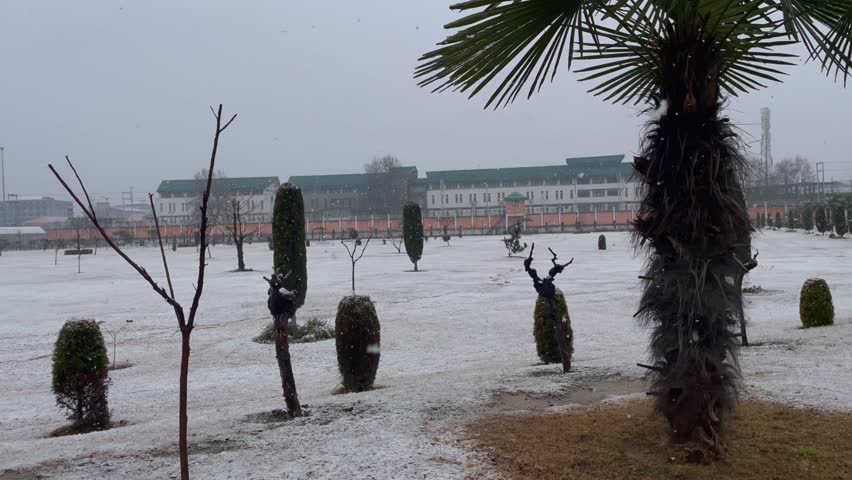 Snow blue on the ground in Srinagar Jammu and Kashmir looks beautiful.