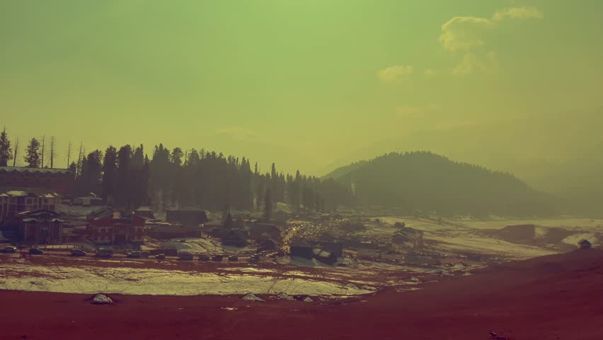 Snow blue on the ground in Srinagar Jammu and Kashmir looks beautiful.