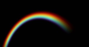 Rainbow forms slowly on black background in perpective view. Soft color gradient animation. Good forr adding to any video as alpha channel for itself, overlay, etc....