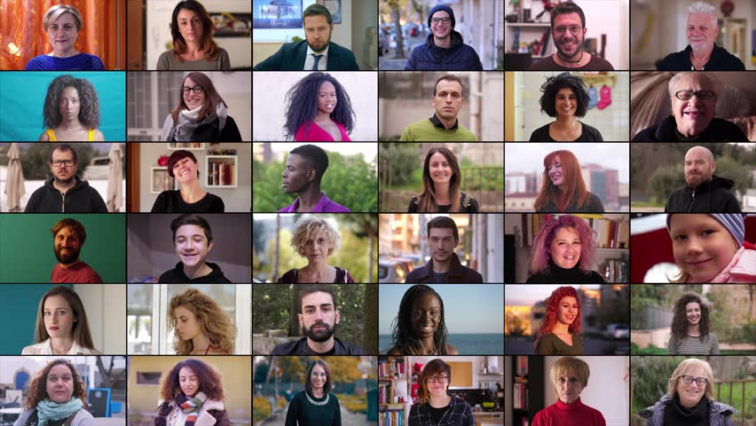 Smiles of all ages - different people in age and ethnicity smile at the camera | Shutterstock HD Video #1100455167