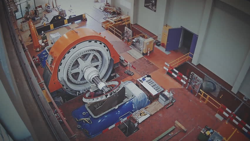 Replacement, repair of turbines, generators at hydroelectric power plants. (time-lapse) Royalty-Free Stock Footage #1100457749