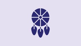 Blue Dream catcher with feathers icon isolated on purple background. 4K Video motion graphic animation. - Powered by Shutterstock - Get 15% off with code: PIKWIZARD15