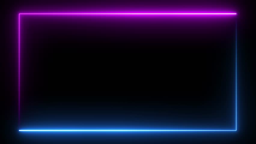 Futuristic neon glowing frame background. Colorful laser show seamless loop 4K border. Light effect isolated on black Royalty-Free Stock Footage #1100460597