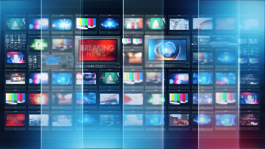  This is a TV wall, Looped Video, used news studio background. Royalty-Free Stock Footage #1100463695