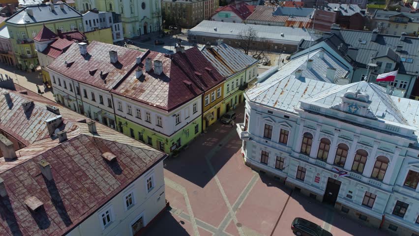 Centrum Market Sanok Rynek Ratusz Aerial View Poland