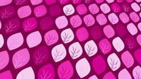 An abstract pattern animated with geometric elements in the form of leaves. pink gradient background