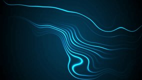 Vibrant blue neon laser glowing curved wavy lines abstract background. Seamless looping motion design. Video animation Ultra HD 4K 3840x2160