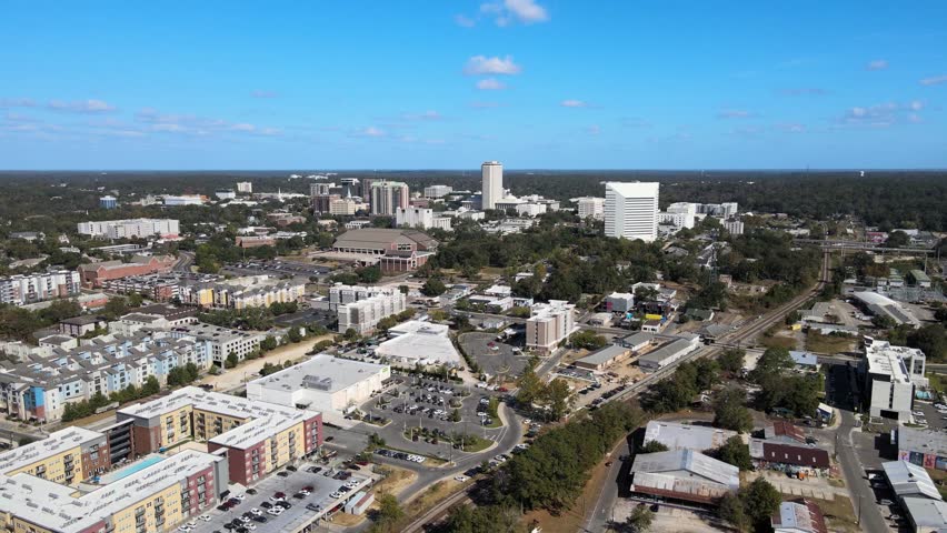 Tallahassee Florida Aerial View on a Sunny Day Dolly Backward