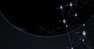 Animation of network of connections data processing over globe. Global business, finances, computing and data processing concept digitally generated video. - Powered by Shutterstock - Get 15% off with code: PIKWIZARD15