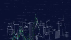 Animation of financial data processing over spinning 3d city model against blue background. Global finance and architectural engineering technology concept - Powered by Shutterstock - Get 15% off with code: PIKWIZARD15
