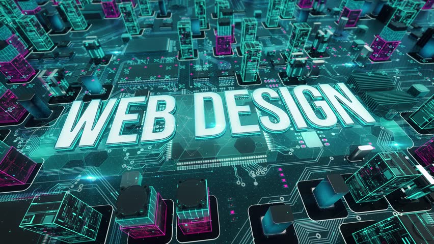 Web Design with digital technology hitech concept. 3D Illustration | Shutterstock HD Video #1100488955