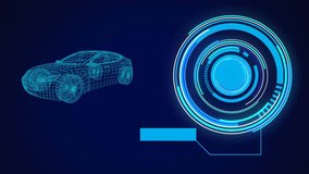 Animation of neon round scanner and data processing over 3d car model against blue background. Computer interface and automobile engineering technology concept - Powered by Shutterstock - Get 15% off with code: PIKWIZARD15