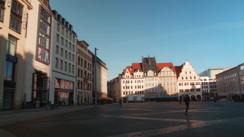 The main market square in the German city of Leipzig in Saxony, Germany. | Shutterstock HD Video #1100490091