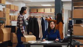 Team of asian people recording promotion video, filming marketing advertisement for teleshopping and business development. Entrepreneur and workers using streaming platform on social media. - Powered by Shutterstock - Get 15% off with code: PIKWIZARD15