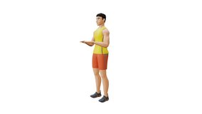 Animated character doing High Knee Tap. High Knee Tap exercise in 3d animation and illustration. Perfect for fitness themed productions, healthy, diet, weight loss training, video editing. 3d Render
