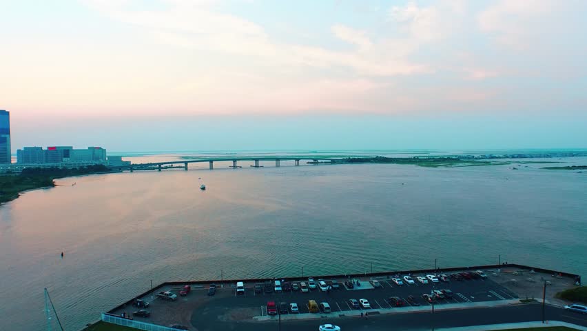 Atlantic City NJ Sunset, Casinos, and Bridge