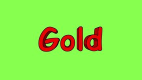 Gold. Text. 3d video animation. Background with green chroma key background video 4k looped new