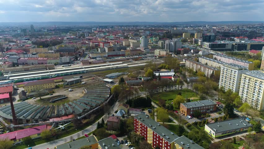 Tracks And Main Station Rzeszow Aerial View Poland